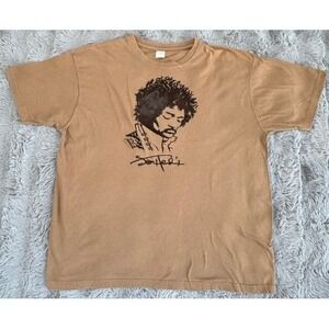 Authentic Jimi Hendrix Graphic T-Shirt Tan Brown Mens XL 2005 Rock Band Tee